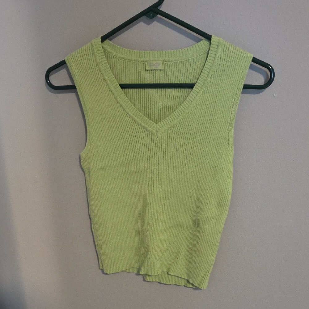 Brandy Melville Lime Green V-Neck Tank
